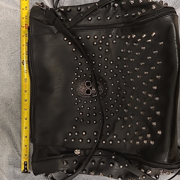 Skull Studded Faux Leather Tote Bag - Picture 7 of 8